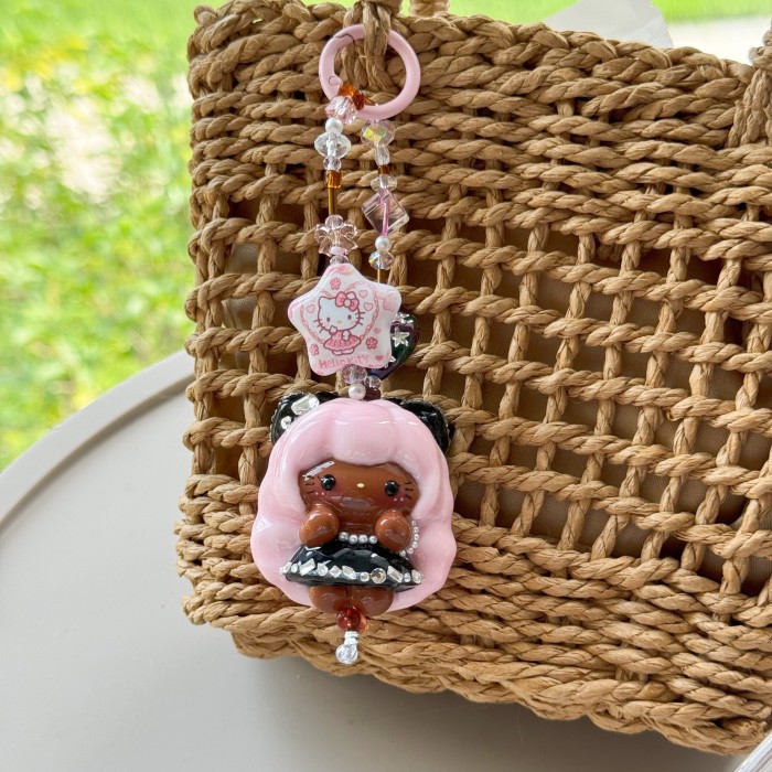 Hand Painted Doll Bag Charm Kitty