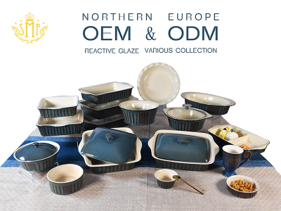 China Factory Price Ceramic Bakewares Dinner Sets Durable Stoneware Tableware Set 36 Pieces Reactive Glazed Dinnerware set for  Banquet and Party