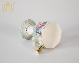 Fast Delivery Floral Pattern Cermamic Fine Bone China Coffee Cup and Saucer Set European Style Tea Time Table Set