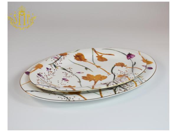 New Design Elegant Complete 24pcs 60pcs 72pcs Set 10.5' Ceramic Dinner Plate Set with Beads Trim Dessert Cake Plate Dish with Gift Box