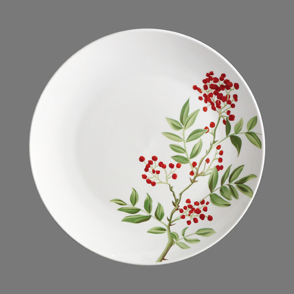 Circular Porcelain Dinnerware White Ceramic on-glazed Dinner Plate Decal Plate White Dining Plate Ceramic Dinnerware Set