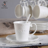 Western style custom logo 100ml 200ml plain white ceramic porcelain espresso coffee cup and biscuit saucer