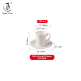 Western style custom logo 100ml 200ml plain white ceramic porcelain espresso coffee cup and biscuit saucer