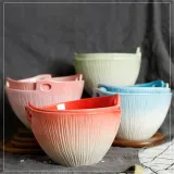 Personalized Macaron Gradient Color Ceramics Kiln Ramen Noodle Chopsticks Soup Bowl Tableware
