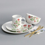 Circular Porcelain Dinnerware White Ceramic on-glazed Dinner Plate Decal Plate White Dining Plate Ceramic Dinnerware Set