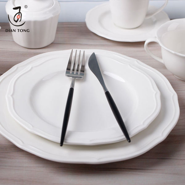 DianTong hot sale custom logo restaurant wedding white ceramic crockery porcelain dinner set tableware dinnerware