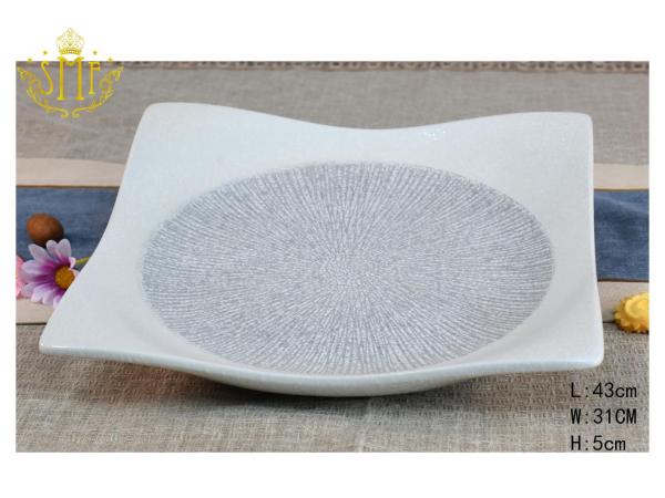 Sparkle Silver Reinforced Ceramic Dinnerware Set for Hotel and Restaurant Hand-Painted Craft Tableware Set