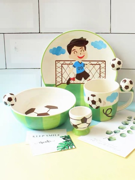 Ceramic 4pcs Set Breakfast Dinner Sets for Kids with 3D Animal Pattern Cartoon Design Children's Tableware Bowl Mugs And Plate