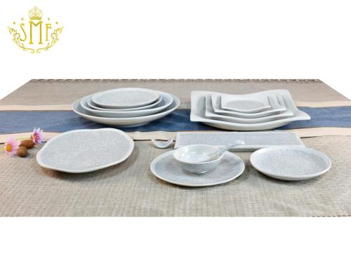 Sparkle Silver Reinforced Ceramic Dinnerware Set for Hotel and Restaurant Hand-Painted Craft Tableware Set