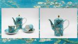 Fine Bone Chinaware 6pcs Tea Cup and Saucer Set Tea Pot for Tea Time Serving Tableware Set for Tea House