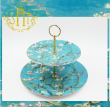 European-Style Creative High Tea 2-Tier Ceramic Fine Bone Skewers  Fruit Plates Cake 8   Plate 10.5   Dessert Plates for Wedding Birthday Party Celebration