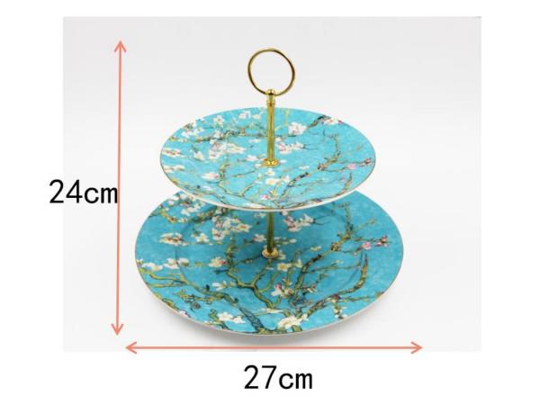 European-Style Creative High Tea 2-Tier Ceramic Fine Bone Skewers  Fruit Plates Cake 8   Plate 10.5   Dessert Plates for Wedding Birthday Party Celebration