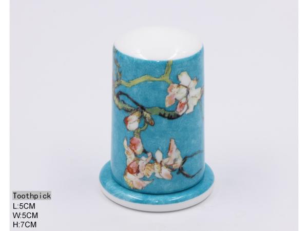Elegant Floral Decal Embossed Gold Fine Bone China 52pcs Dinner Set with Apricot Blossom Decals by Van Gogh