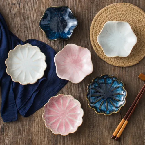 Ceramic Snack Tray for Mini Dinner Dish and Pretty Sushi Plate Saucer Trays for Home and Restaurant