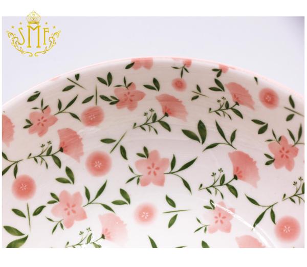 Customized Fresh Floral Design Pad Printing Tableware Dinner set Bowls Plates for Kids Lead Free Cadium Free Eco Friendly Stoneware Dining Dinnerware for Home and School Children