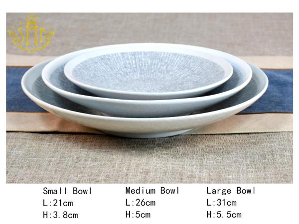Vintage Irregular Shapes Snow Flake Design Porcelain  Bowls and Plates by Reactive Isolated glazed craft