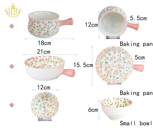 Customized Fresh Floral Design Pad Printing Tableware Dinner set Bowls Plates for Kids Lead Free Cadium Free Eco Friendly Stoneware Dining Dinnerware for Home and School Children