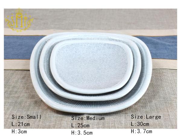 Vintage Irregular Shapes Snow Flake Design Porcelain  Bowls and Plates by Reactive Isolated glazed craft