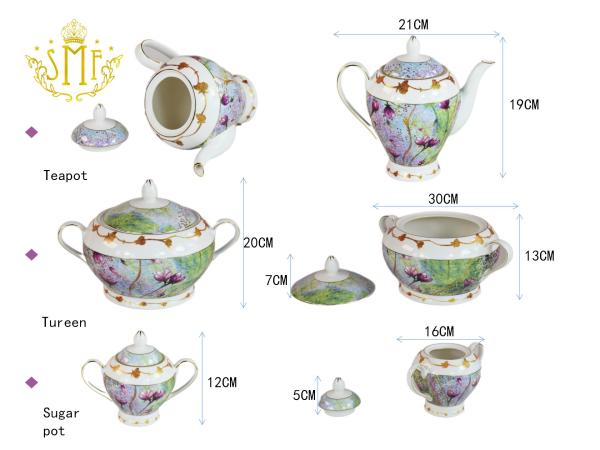 OEM/ODM Fresh Natural Floral and Birds Decals Design New Bone China Ceramic Dinner Plates and Bowls Full Set Composition Tableware Dinnerware for Household and Restaurant SGS approved Food Safety A Grade Quality