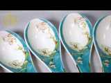 Pretty Floral Embossed Gold Tea Set Milk Pot Sugar Can Tea Pot  3pcs Sets Made by Fine Bone China with Van Gogh Painted Apricot Blossom Design