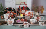 SMF Patent Design Bone China Dinner Plate Set Dinnerware Sets Wholesale Ceramic Tableware Teapot