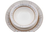 New Bone 16pcs Dining Set with Embossed Real Gold Design Decal 16pcs Set Tableware for Home