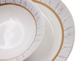 New Bone 16pcs Dining Set with Embossed Real Gold Design Decal 16pcs Set Tableware for Home