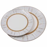 New Bone 16pcs Dining Set with Embossed Real Gold Design Decal 16pcs Set Tableware for Home