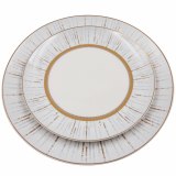 New Bone 16pcs Dining Set with Embossed Real Gold Design Decal 16pcs Set Tableware for Home