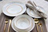New Bone 16pcs Dining Set with Embossed Real Gold Design Decal 16pcs Set Tableware for Home