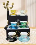 SMF Embossed Decal Real Gold Decorative Fine Bone China Cup and Saucer Set for Home