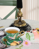 SMF Embossed Decal Real Gold Decorative Fine Bone China Cup and Saucer Set for Home