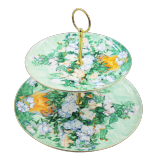 Wholesale Bone China Plates 2 Layer Cupcake Stand Elegant Dessert Cake Serving Tray Display Tower For Fruit Cakes Birthday Wedding Home Decor