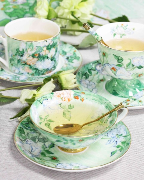 Cups Saucers White Rose Style 6 Piece High Grade Ceramic Espresso Cup Milk Tea Mug With Handle Office Novelty Gift Home Decoration