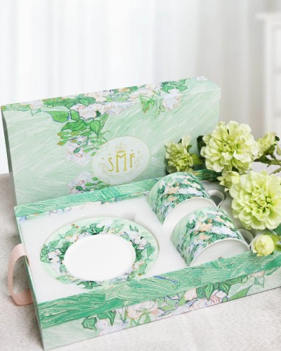 Fashion Tea Mugs Coffee Mate 2pcs Cup and Saucer Dish Tableware Plates Dishes Afternoon Tea Set Home Kitchen With Gift Box