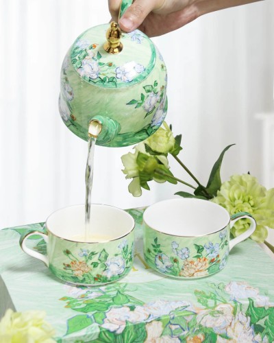 Tea Cup Set Coffee Mug Fine Bone China Dinner Set White Rose Style Delicate Packaging Ideal for Home Office Gifts