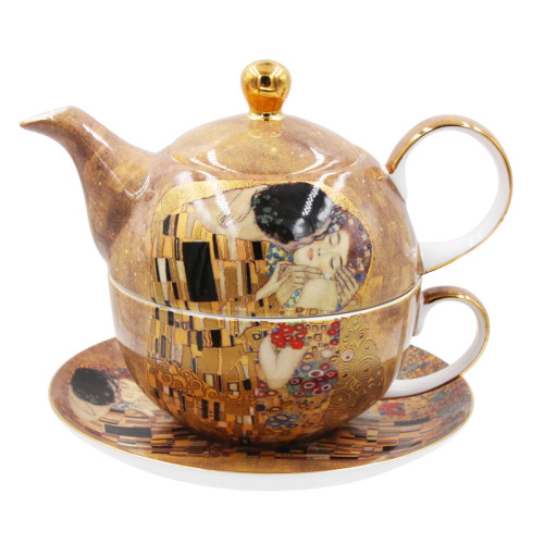 Vintaged Kremlin Kiss Design Fine Bone China Tea Pot Set 2 in 1 Tea & Coffee Set with Premium Gift Box for Romantic Valentine's Day Gifts