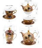Classic Kremlin Kiss Design Fine Bone China Tea Pot Set 2 in 1 Tea & Coffee Set with Premium Gift Box for Romantic Valentine's Day Gifts
