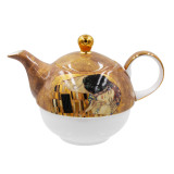 Classic Kremlin Kiss Design Fine Bone China Tea Pot Set 2 in 1 Tea & Coffee Set with Premium Gift Box for Romantic Valentine's Day Gifts
