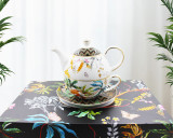 Tea for One Set with Gift Box Jungle Trees Printing Fine Ceramic Tea Set with Elegant Pattern British Afternoon Tea Service with Gift Box 450ML POT 300ML CUP