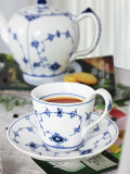 SMF Classic Qinghua Porcelain Blue-White Ceramic Tea Cup 8 oz and Saucer Set with Customization Service Underglazed Decal Design Craft