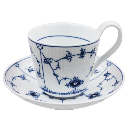 SMF Classic Qinghua Porcelain Blue-White Ceramic Tea Cup 8 oz and Saucer Set with Customization Service Underglazed Decal Design Craft