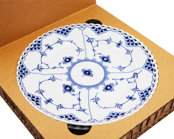 White-Blue Porcelain 10.75 inch Dining Plate with Traditional Tang Grass Design Underglazed Decal Craft with Safe Protective Honeycomb Style Raw Cardboard Mailing Box Package 2pcs Per Set