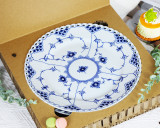 White-Blue Porcelain 10.75 inch Dining Plate with Traditional Tang Grass Design Underglazed Decal Craft with Safe Protective Honeycomb Style Raw Cardboard Mailing Box Package 2pcs Per Set