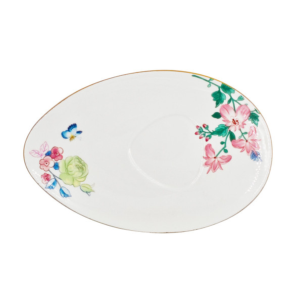 SMF Innovative Egg Shape Coffee Cup and Saucer Fine Bone China with Floral Pattern Design with 2 Sets in DIY Magic Gift Set Box