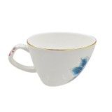 SMF Innovative Egg Shape Coffee Cup and Saucer Fine Bone China with Floral Pattern Design with 2 Sets in DIY Magic Gift Set Box