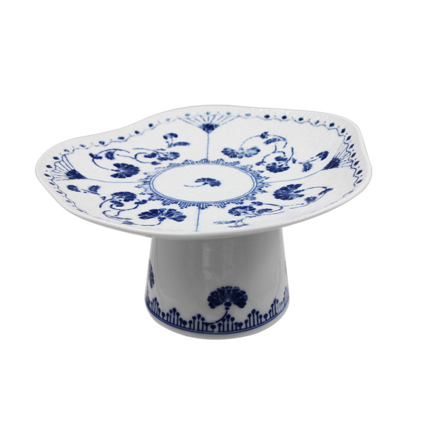 Antiqued Blue-White Porcelain High Foot Service Tray Display Dish with Qinghua Ceramics High Quality for Home and Party