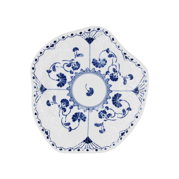 Art Irregular Shape Porcelain Dining Plate with Ginkgo Leaves Design Blue-White Shallow Dish Underglazed Decal Ceramic Platter with Qinghua Ceramics Tray LFGB FDA Pass Food Safe