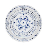 Moon Shape Porcelain Dining Plate with Ginkgo Leaves Design Blue-White Shallow Dish Underglazed Decal Ceramic Platter with Qinghua Ceramics Tray LFGB FDA Pass Food Safe