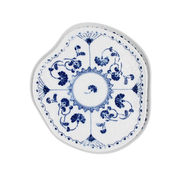 Antiqued Blue-White Porcelain High Foot Service Tray Display Dish with Qinghua Ceramics High Quality for Home and Party